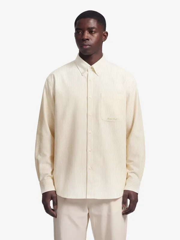 Distressed Oxford Shirt Longsleeve - Yellow made by Bram's Fruit