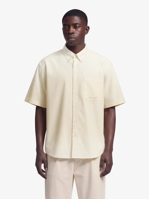 Distressed Oxford Shirt Shortsleeve - Yellow made by Bram's Fruit