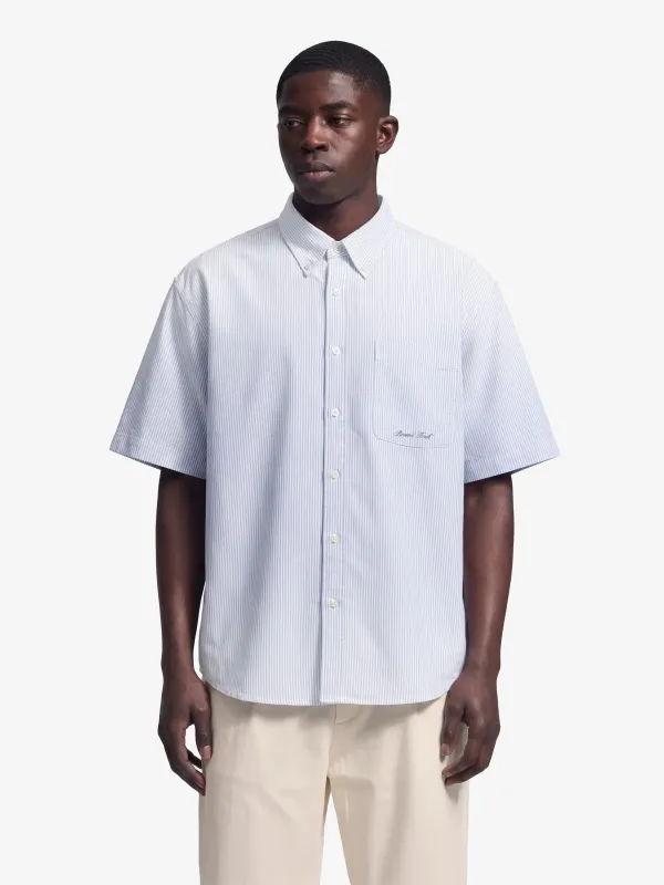 Distressed Oxford Shirt Shortsleeve - Light Blue made by Bram's Fruit