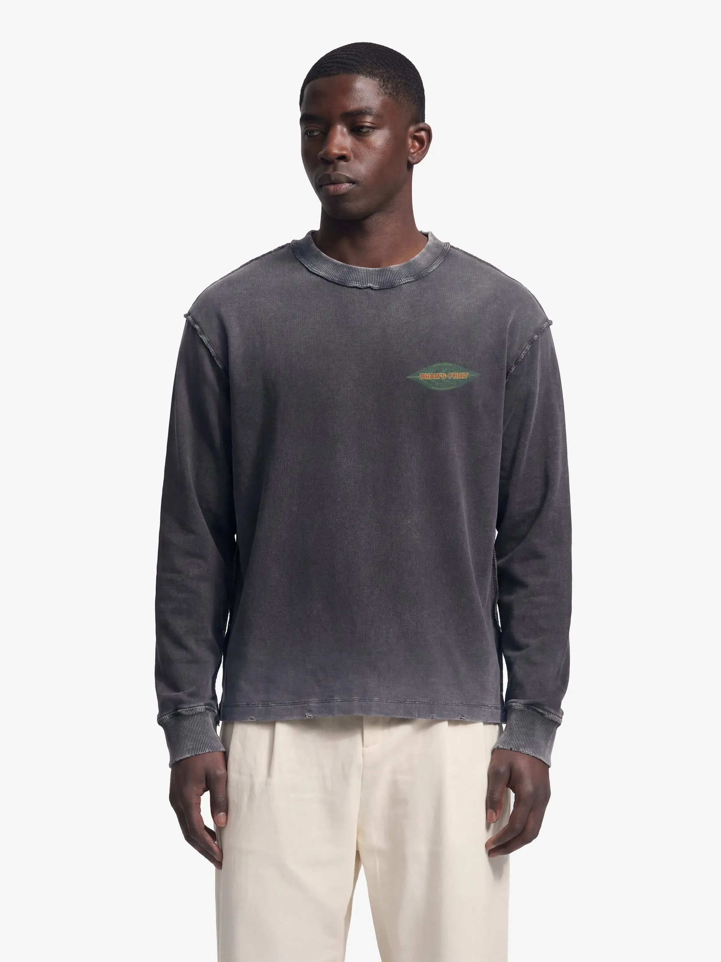 Distressed Leaf Longsleeve - Shadow Black sold by Bram's Fruit