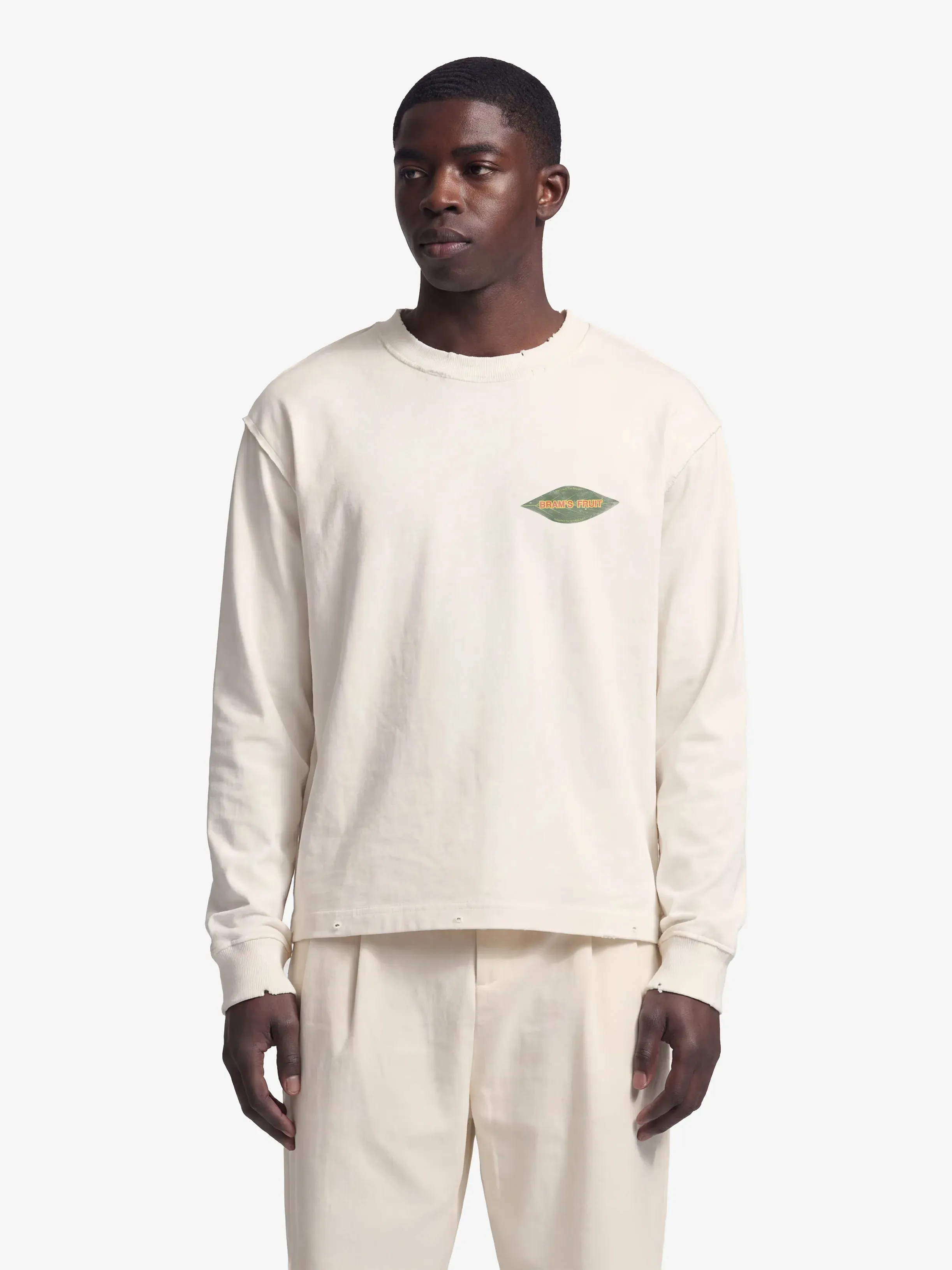 Distressed Leaf Longsleeve - Off White sold by Bram's Fruit