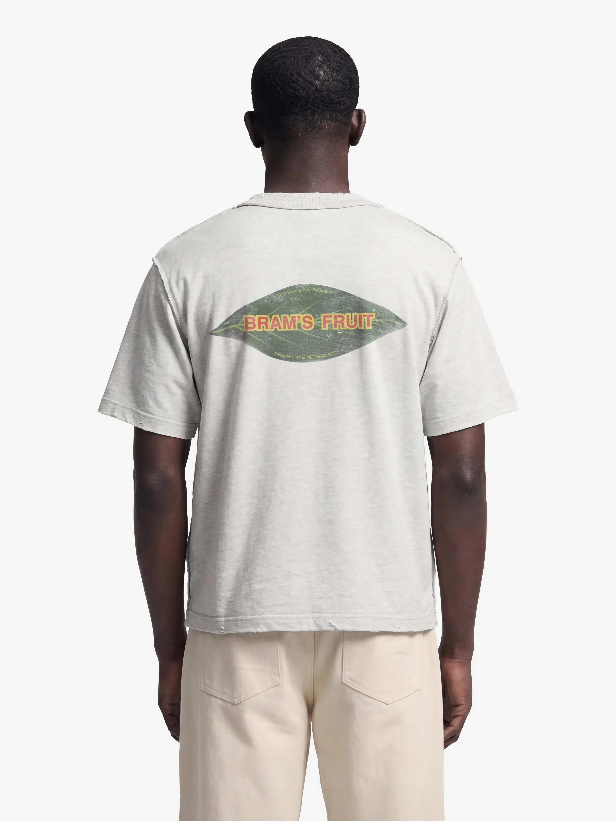 Distressed Leaf T-shirt - Grey Melange sold by Bram's Fruit