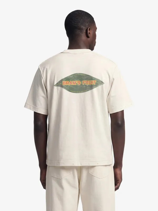 Distressed Leaf T-shirt - Off White made by Bram's Fruit