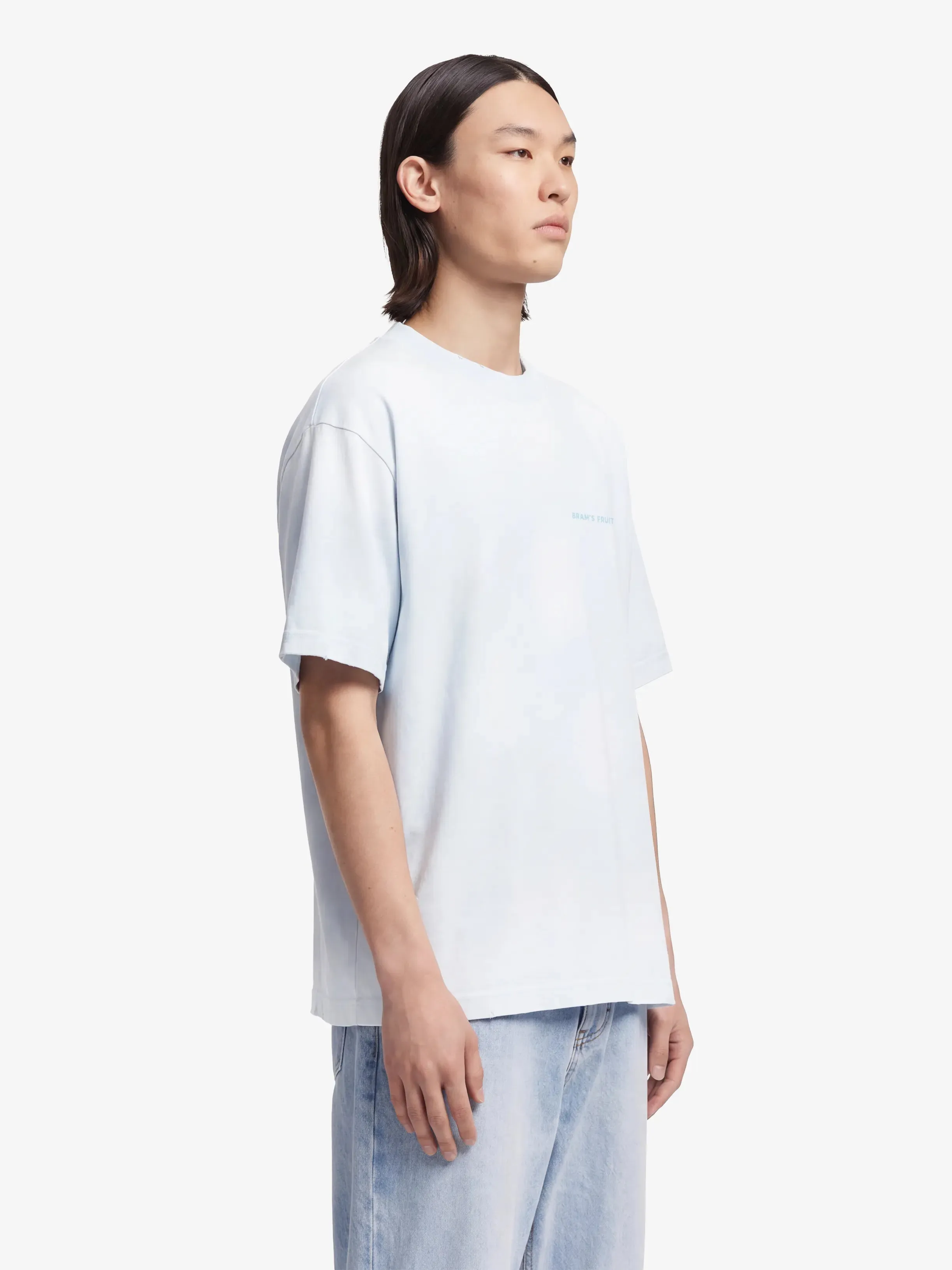 Distressed Big Lemon Outline T-shirt - Blueberry Blue sold by Bram's Fruit product image thumbnail 3