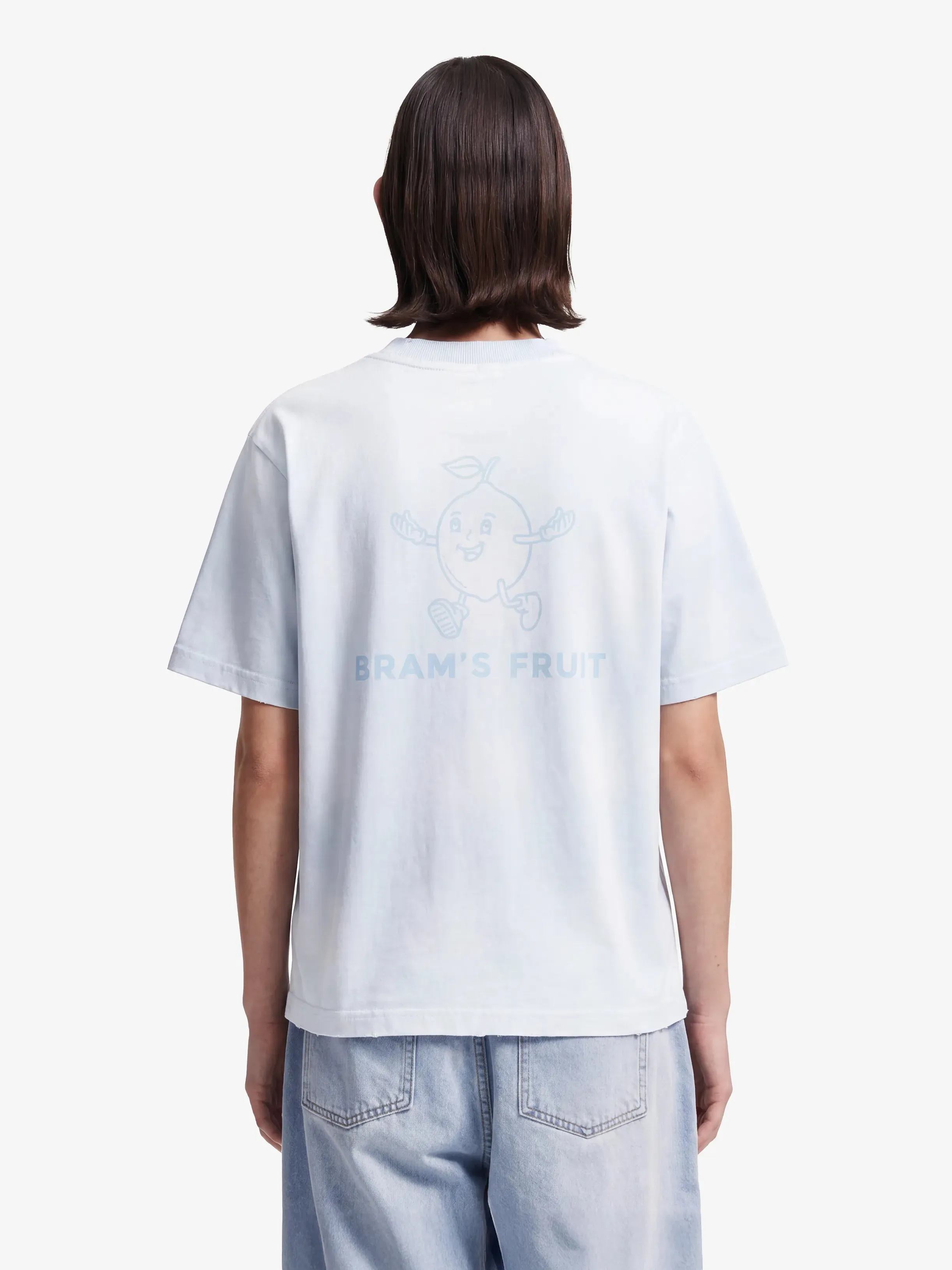 Distressed Big Lemon Outline T-shirt - Blueberry Blue sold by Bram's Fruit