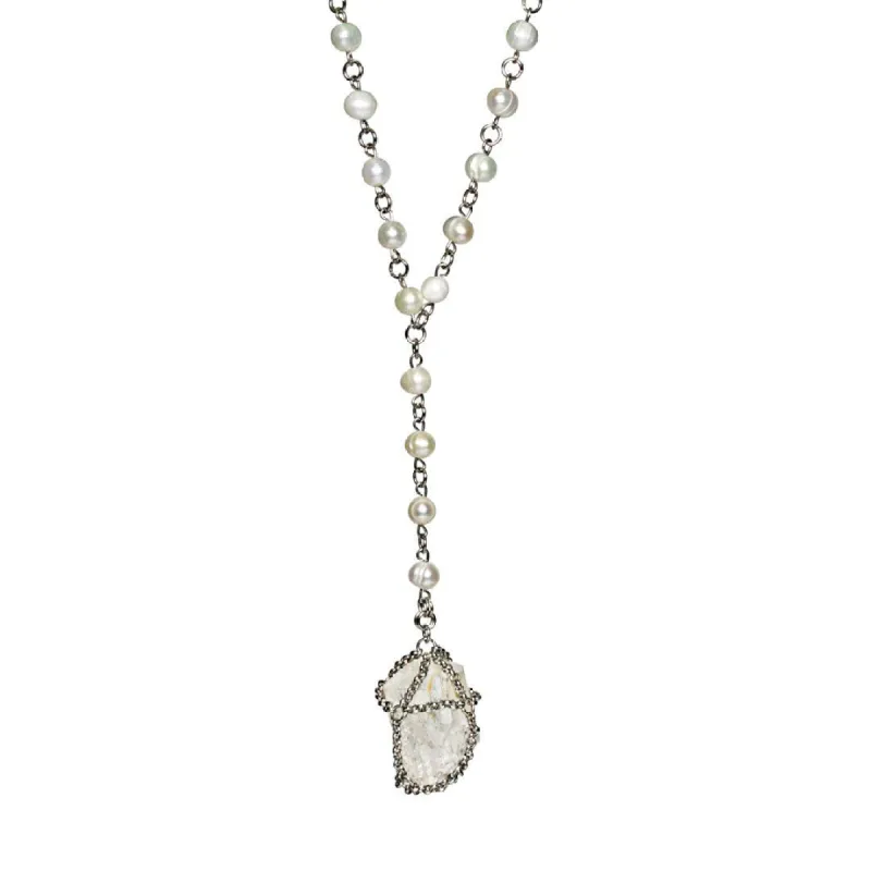 Caged Quartz Pearl Lariat sold by MHART