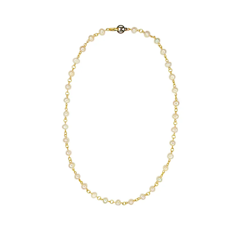 Linked 14k Gold Pearl Necklace sold by MHART