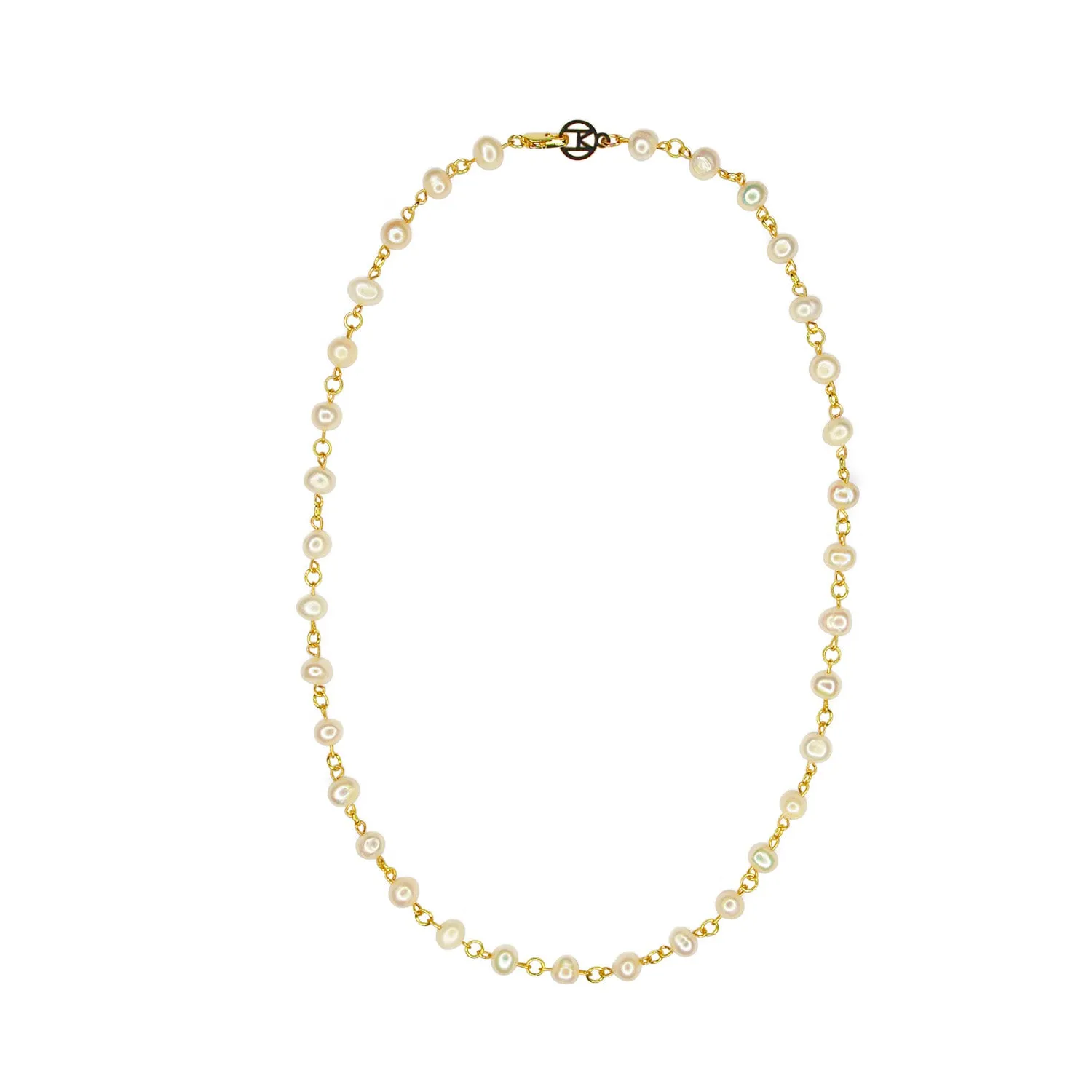 Linked 14k Gold Pearl Necklace sold by MHART