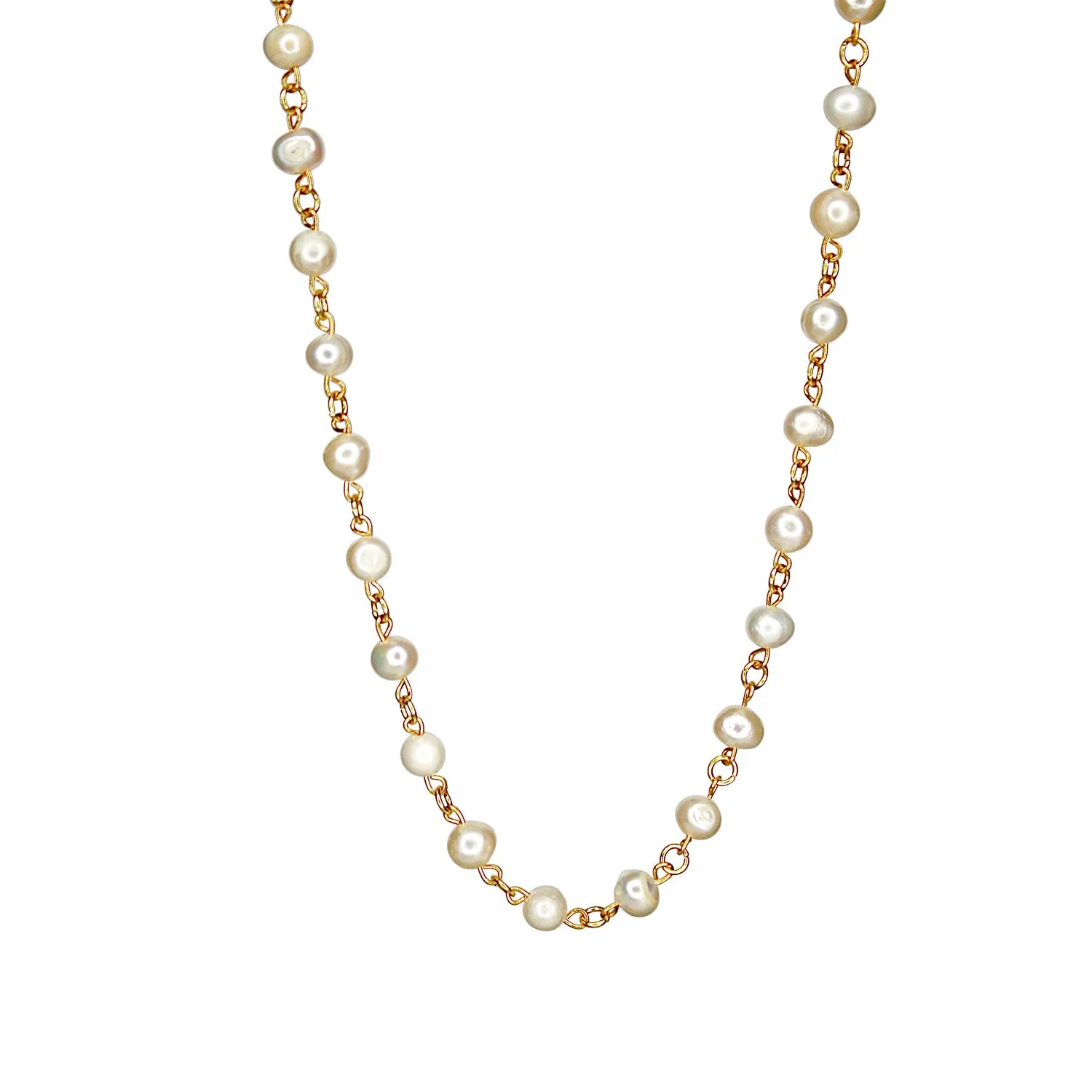 Linked 14k Gold Pearl Necklace sold by MHART product image thumbnail 4