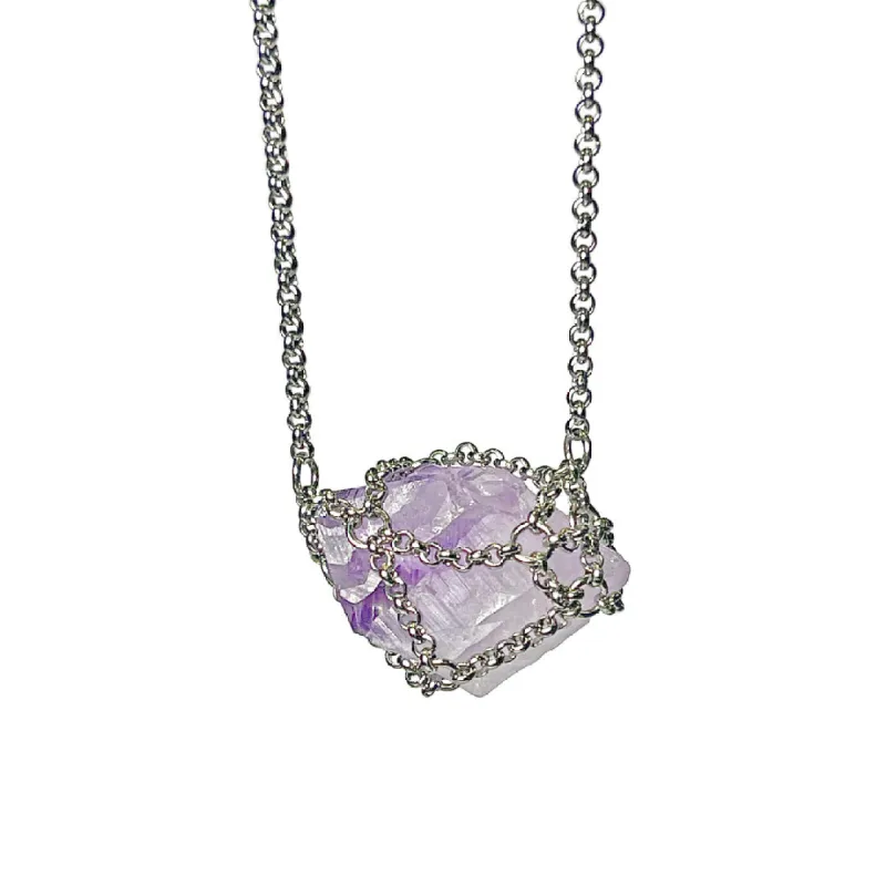 Caged Amethyst Gemstone Necklace sold by MHART