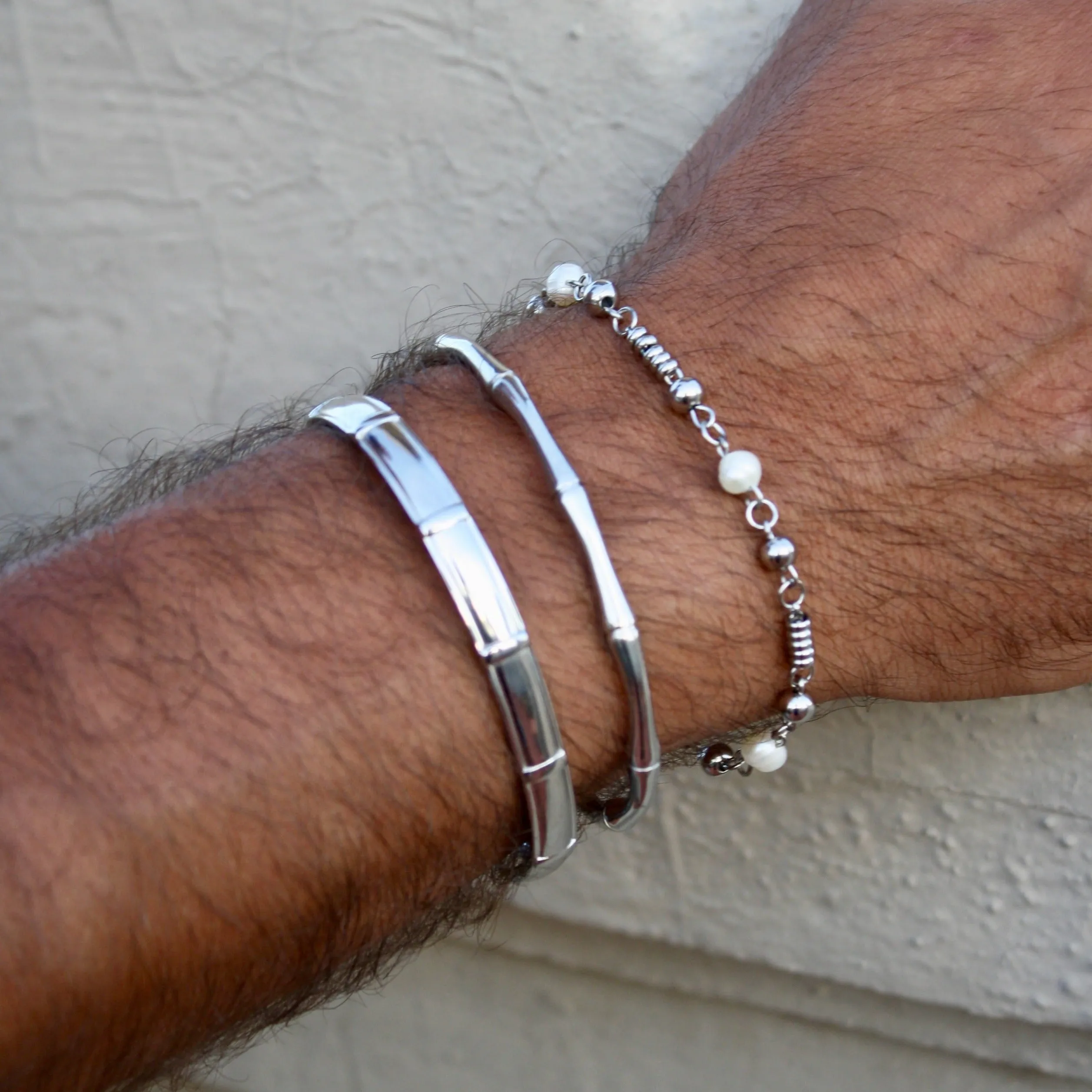 Timeless Silver Pearl Bracelet: Stainless Steel sold by MHART product image thumbnail 4