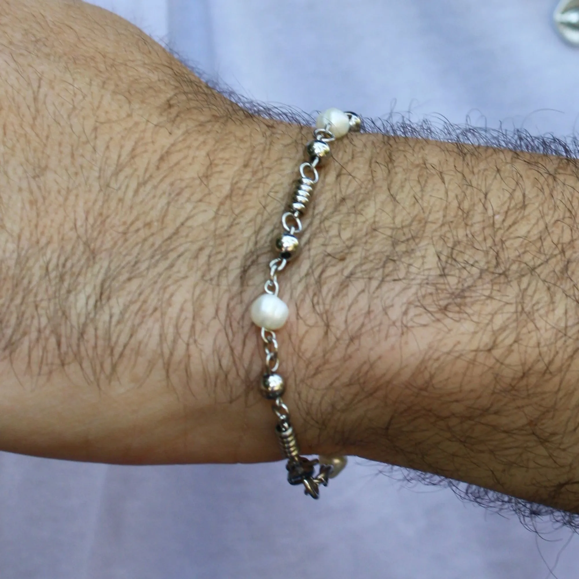 Timeless Silver Pearl Bracelet: Stainless Steel sold by MHART product image thumbnail 3