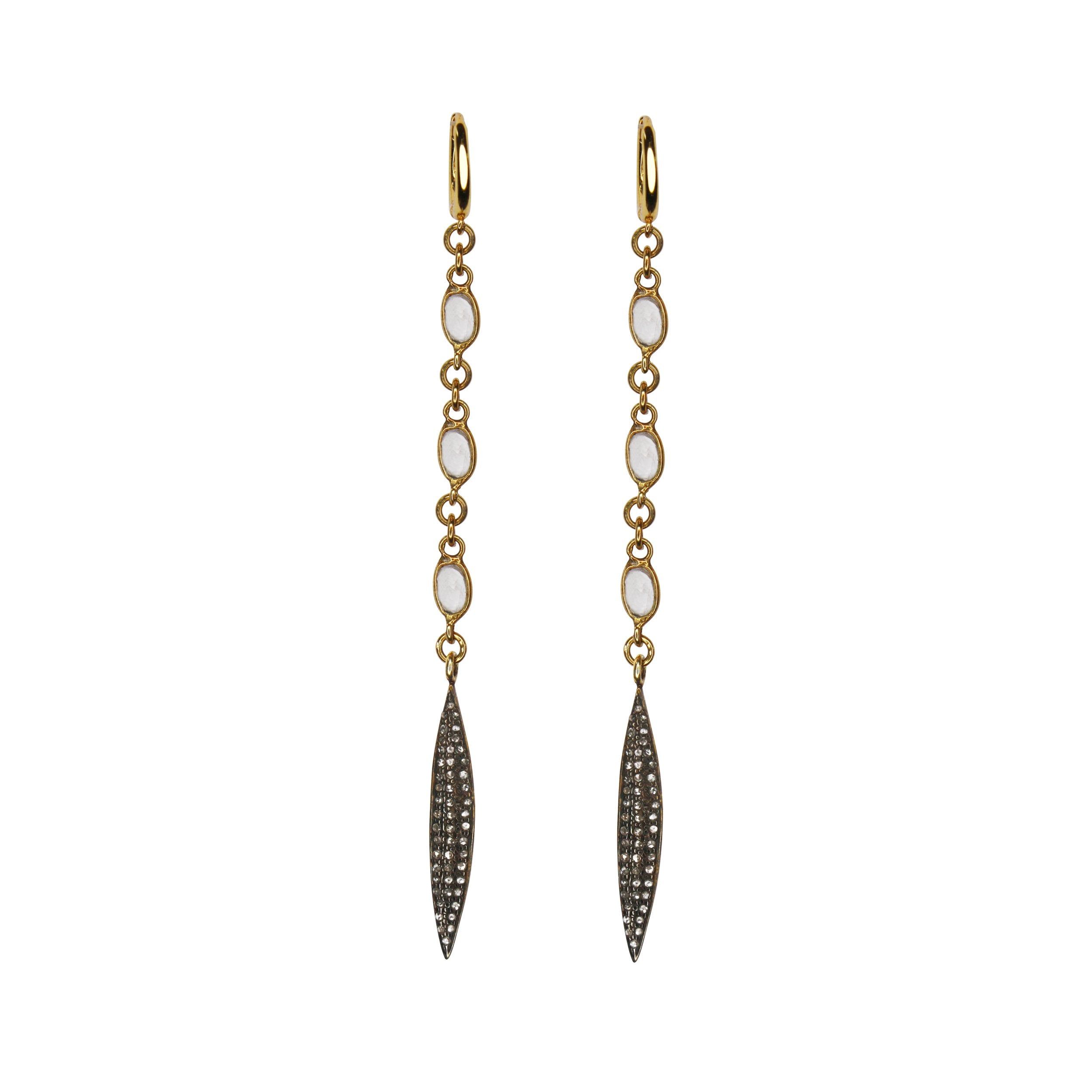 Triple Moonstone Diamond Earrings sold by MHART