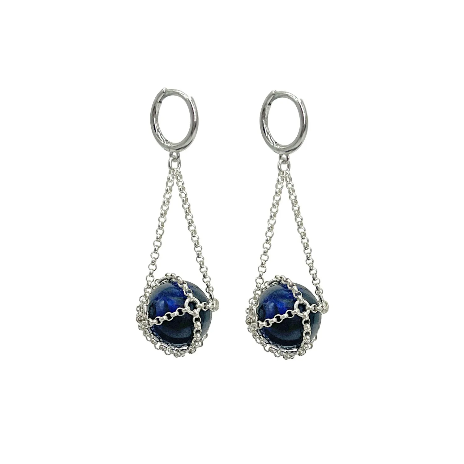 Blue Tiger’s Eye Earrings – Sterling Silver sold by MHART