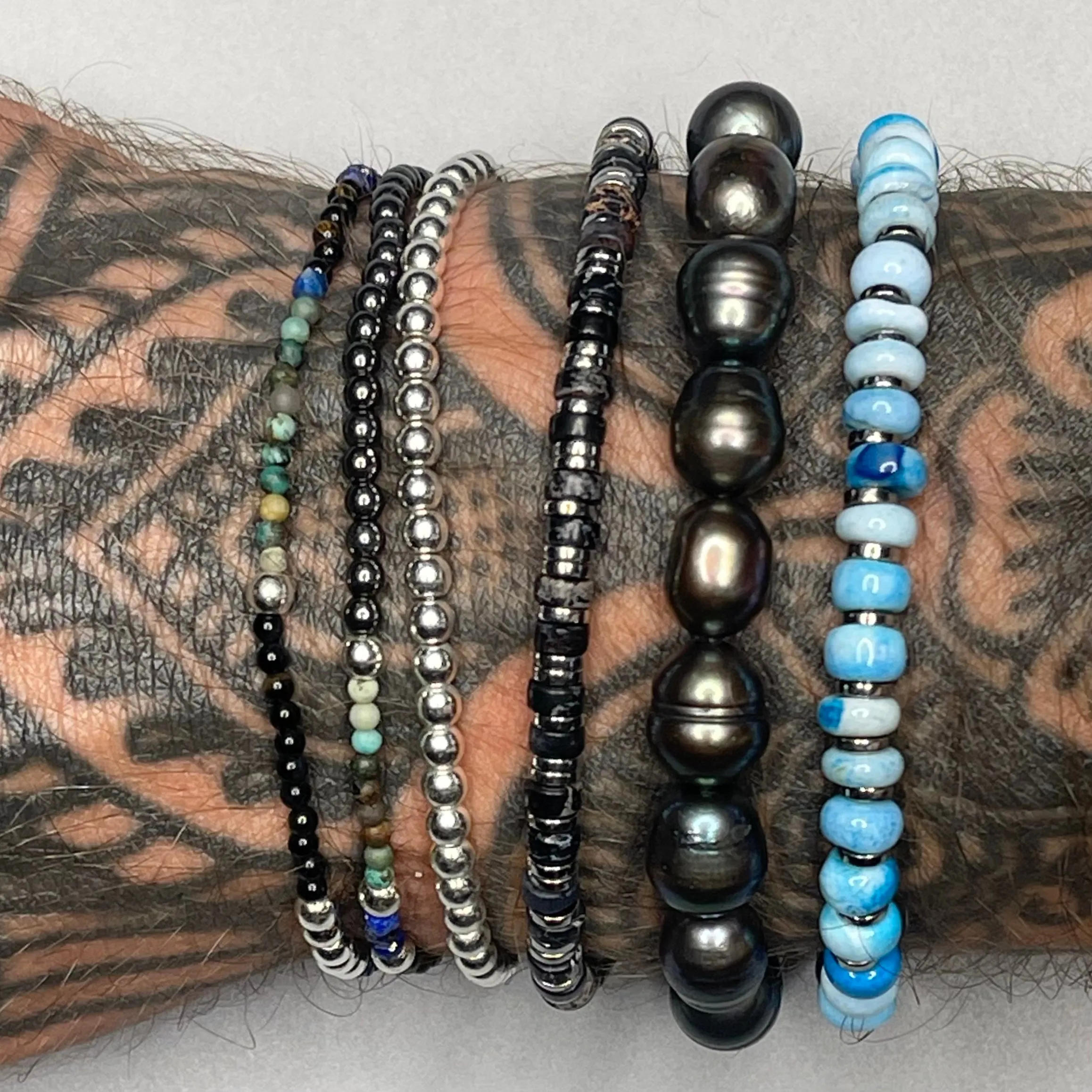 Blue Opal Gemstone Stretch Bracelet sold by MHART product image thumbnail 3