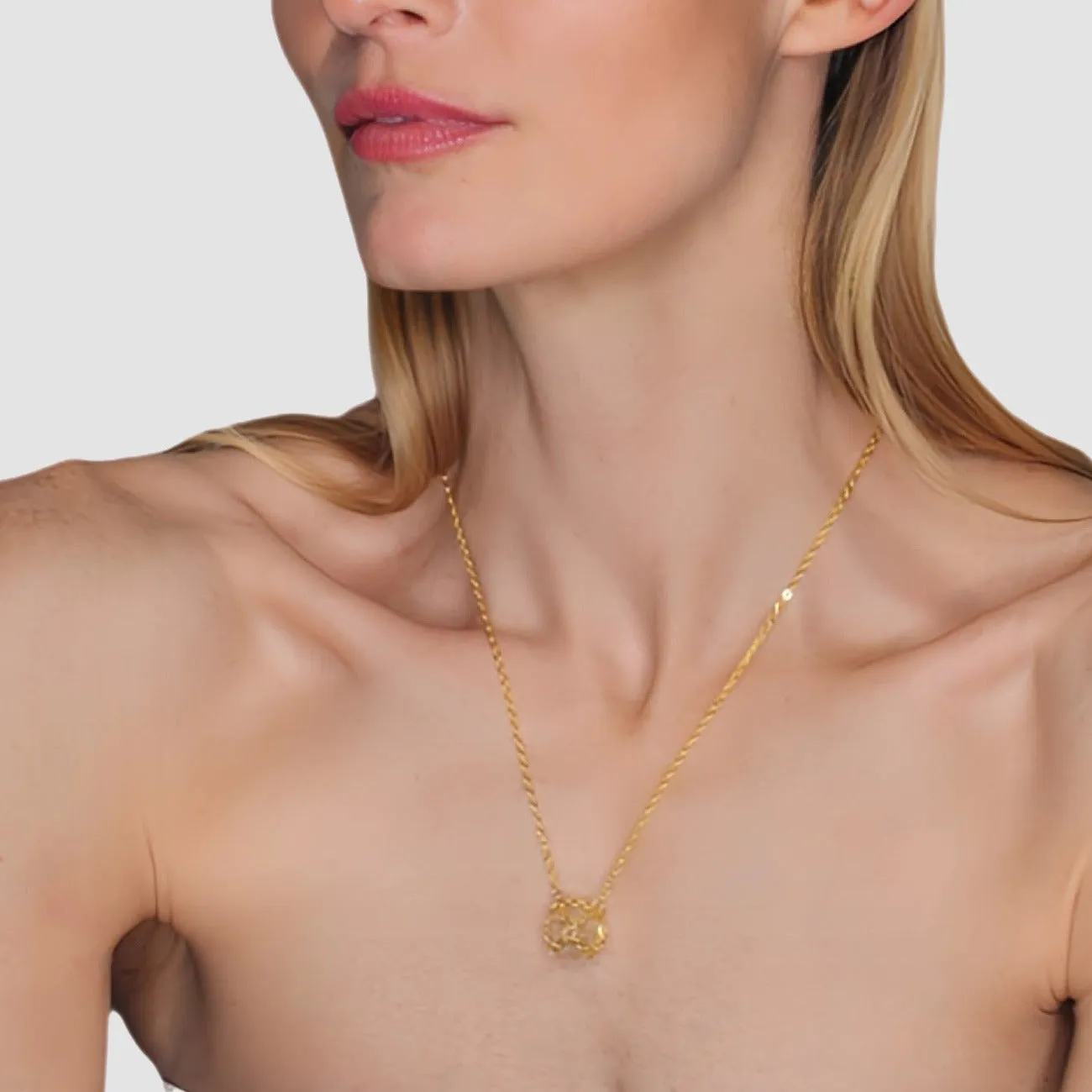 Caged Quartz 14k Gold Brass Necklace sold by MHART product image thumbnail 5