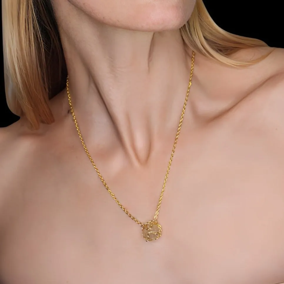Caged Quartz 14k Gold Brass Necklace sold by MHART product image thumbnail 2
