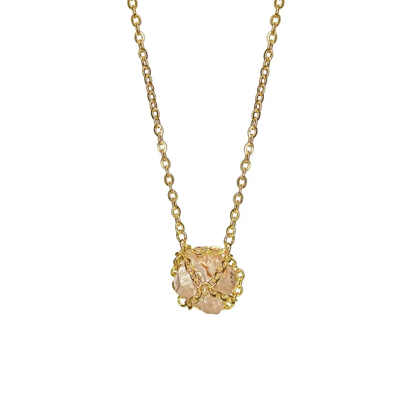 Caged Quartz 14k Gold Brass Necklace sold by MHART