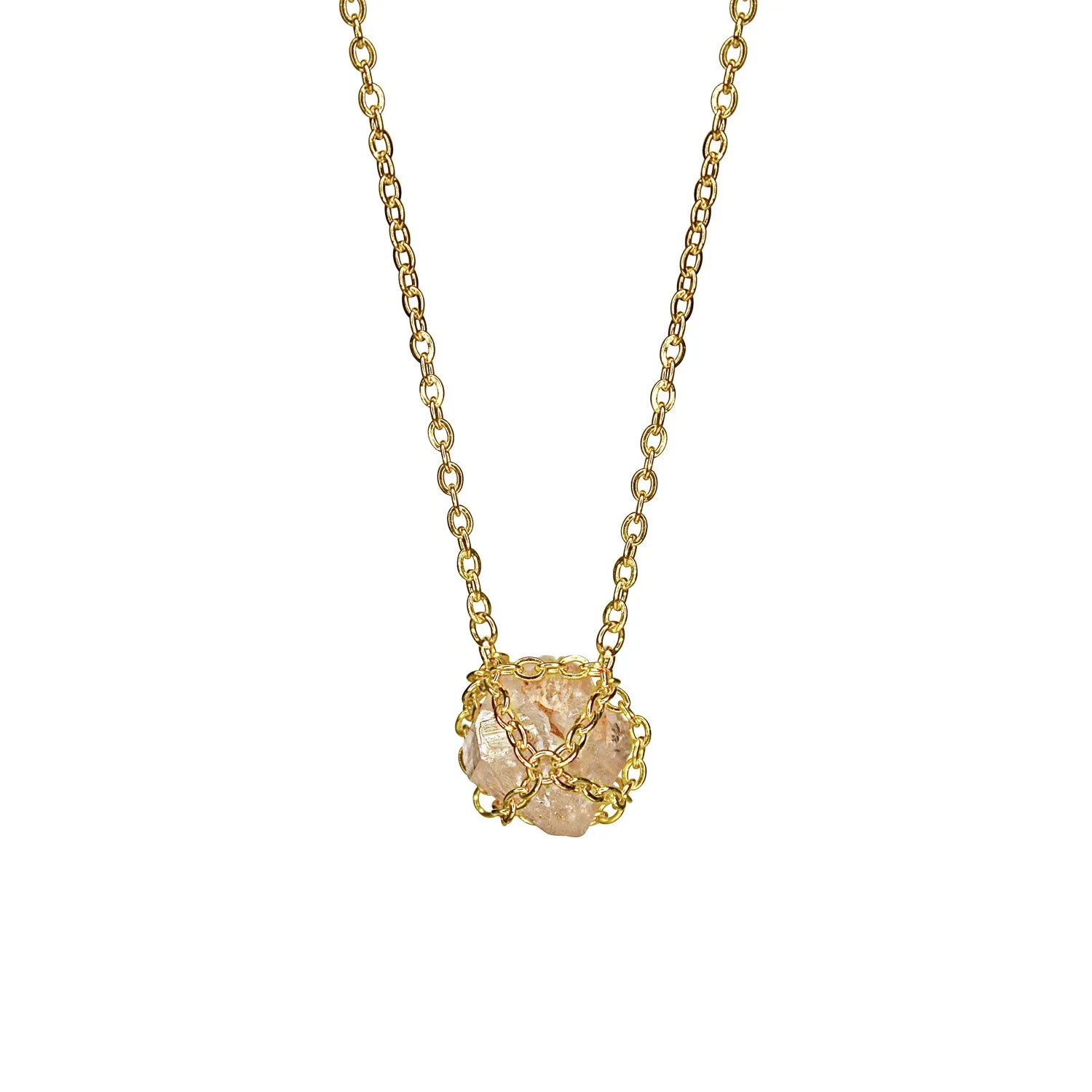 Caged Quartz 14k Gold Brass Necklace sold by MHART