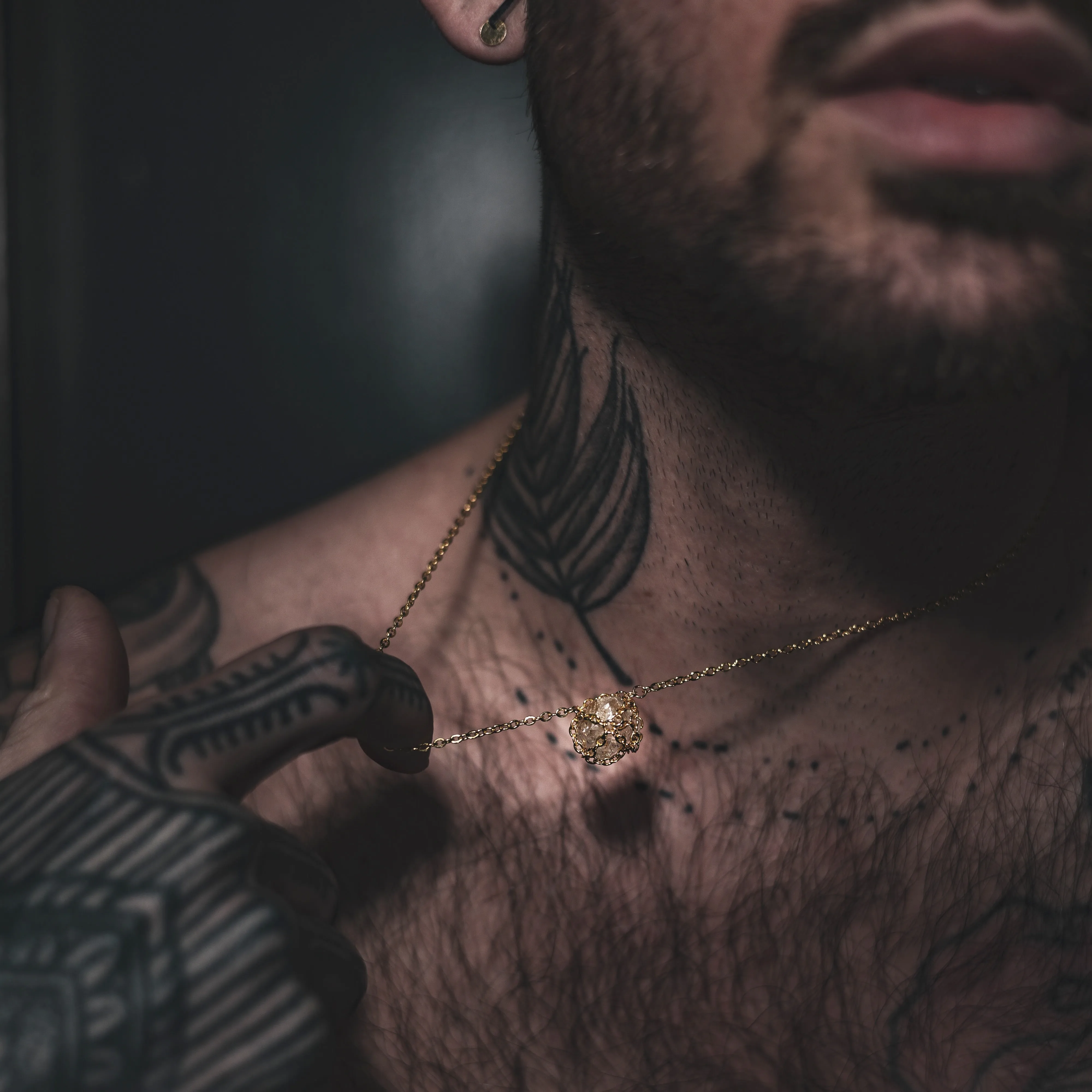 Caged Quartz 14k Gold Brass Necklace sold by MHART product image thumbnail 4