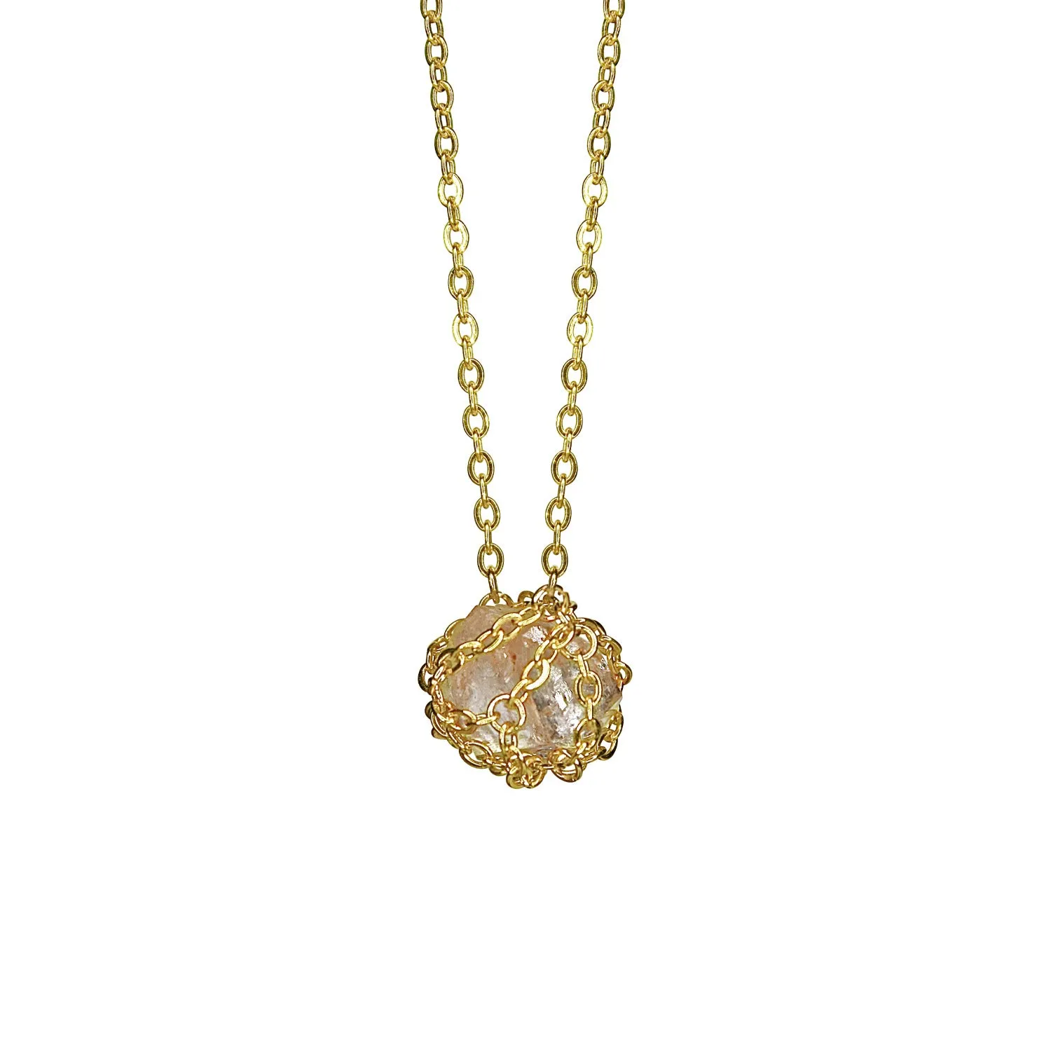 Caged Quartz 14k Gold Brass Necklace sold by MHART product image thumbnail 3
