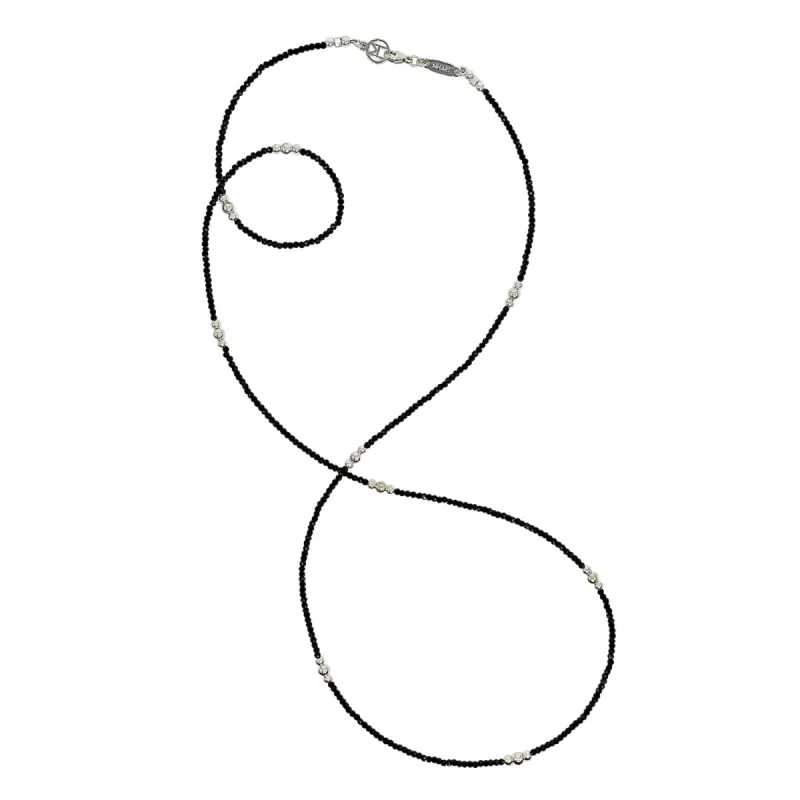 Black Spinel Wrap Necklace – Stainless Steel made by MHART