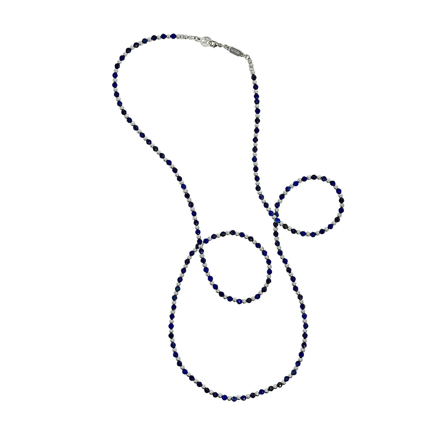 Lapis & Silver Hematite Wrap Necklace sold by MHART product image thumbnail 3