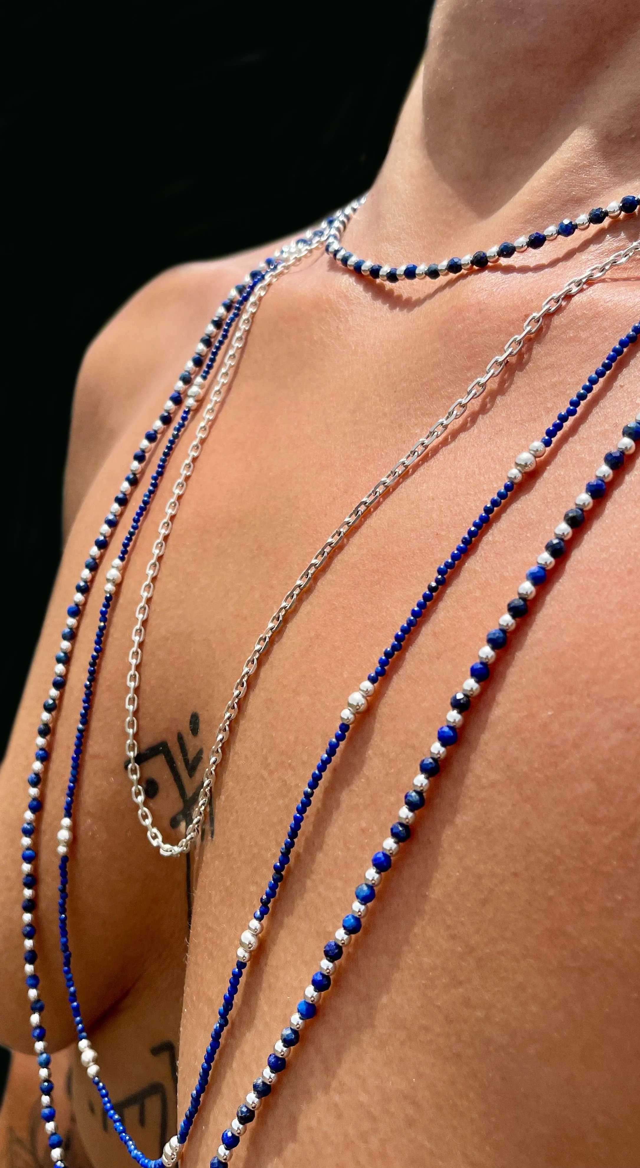 Lapis & Silver Hematite Wrap Necklace sold by MHART product image thumbnail 2