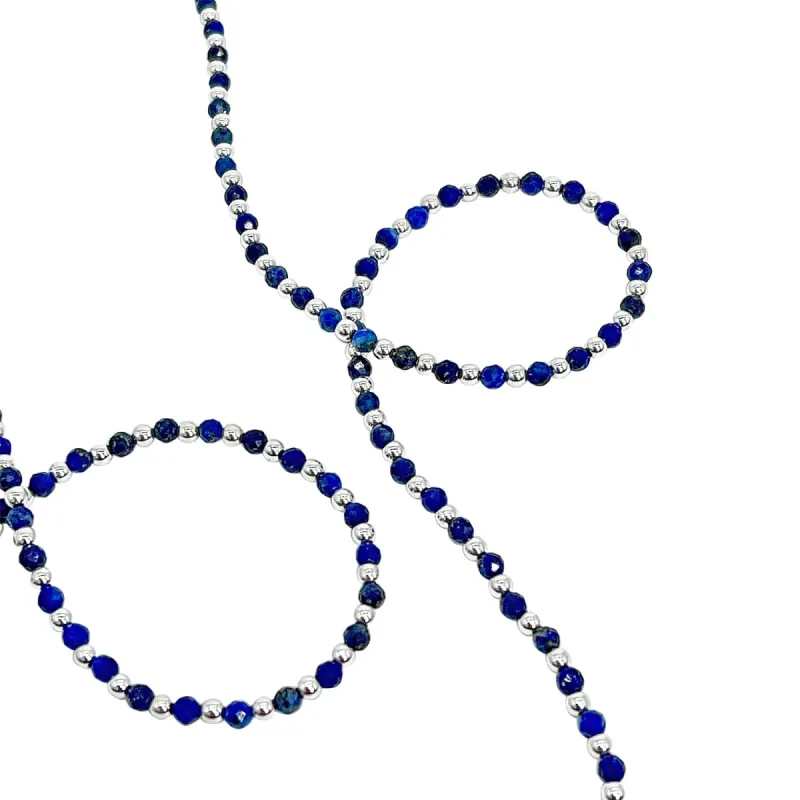 Lapis & Silver Hematite Wrap Necklace sold by MHART