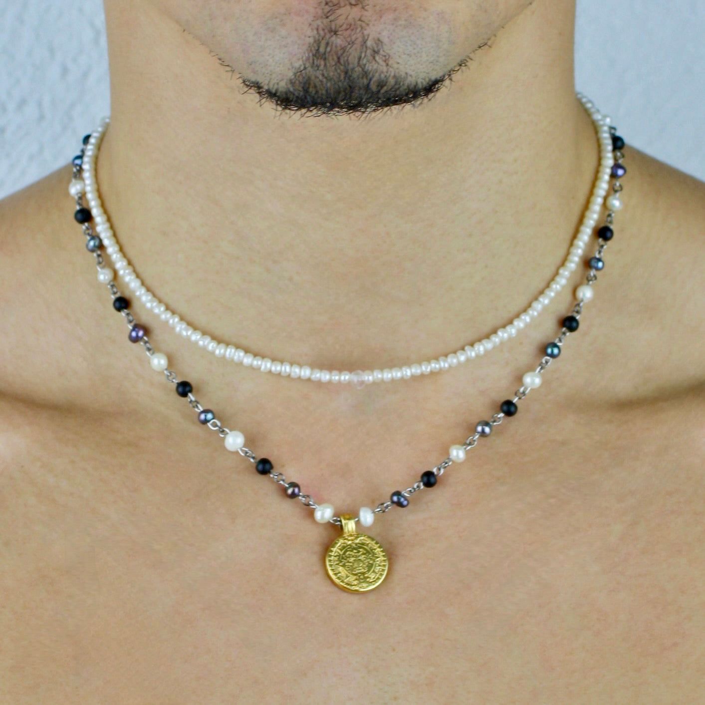 Mixed Pearl Coin Necklace sold by MHART product image thumbnail 5