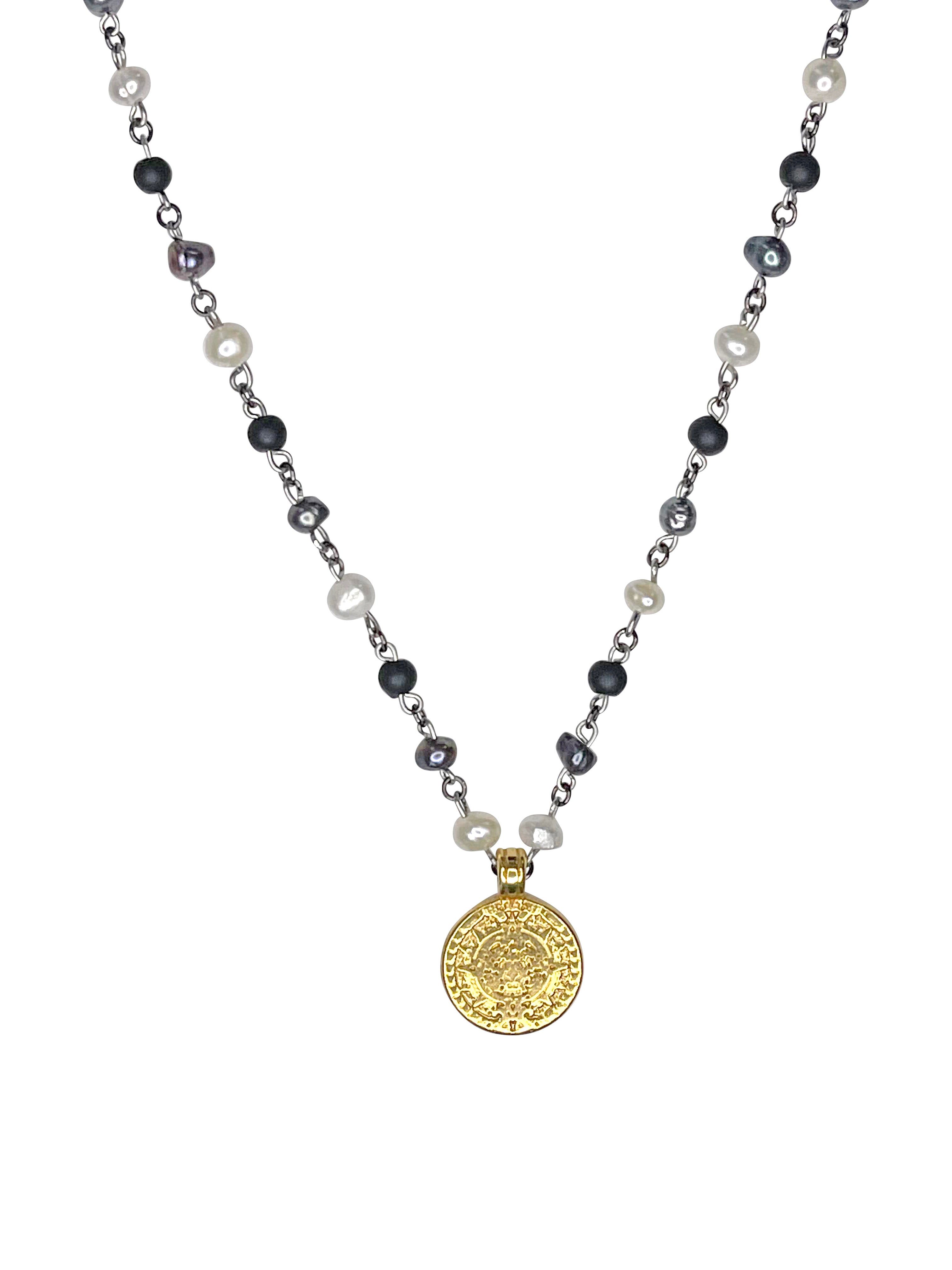 Mixed Pearl Coin Necklace sold by MHART