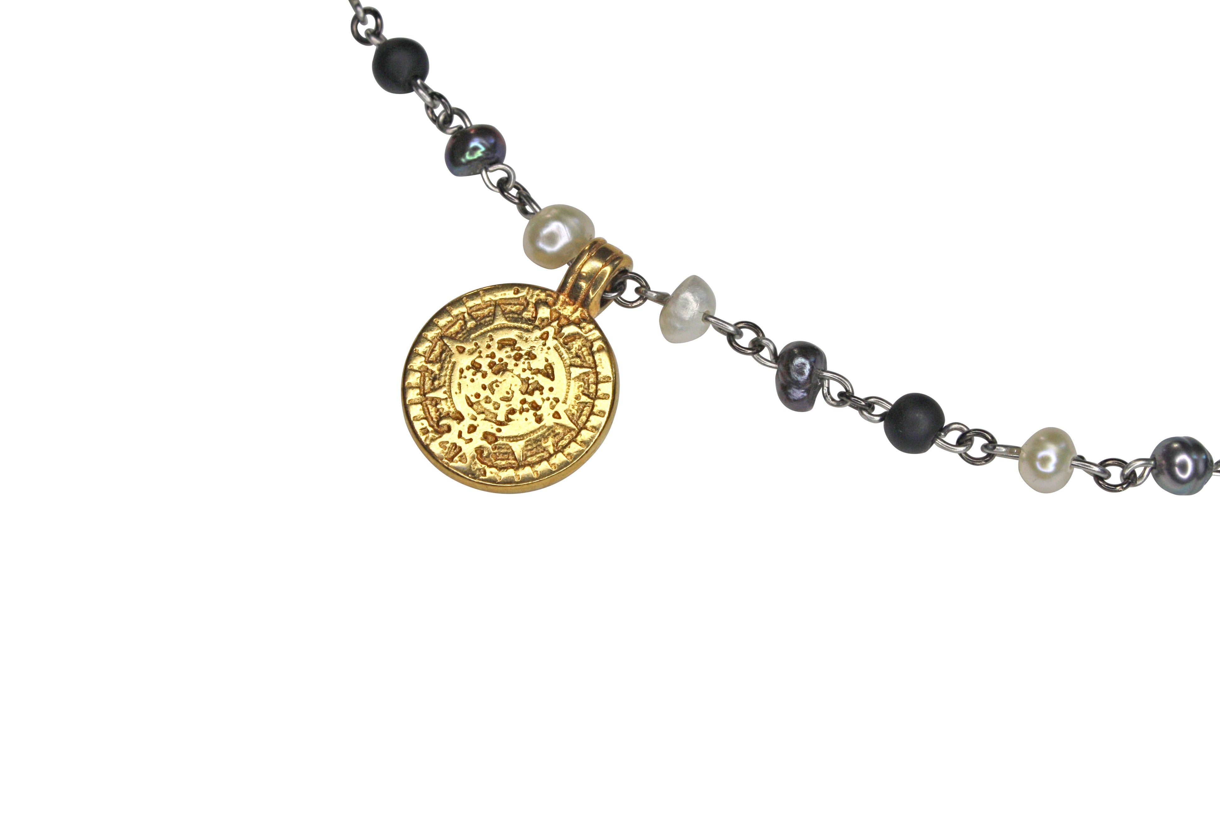 Mixed Pearl Coin Necklace sold by MHART product image thumbnail 2