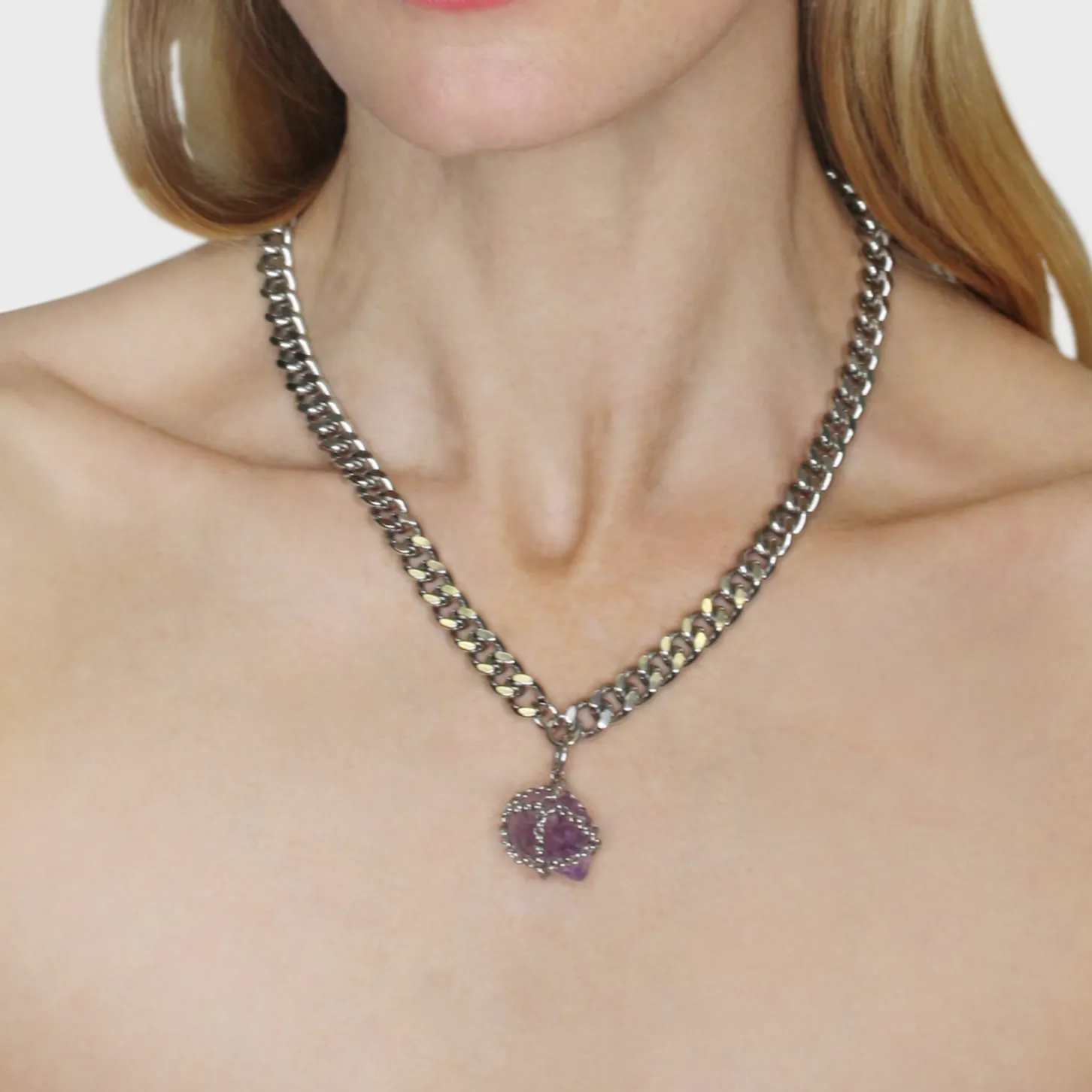 Caged Web Amethyst Necklace sold by MHART