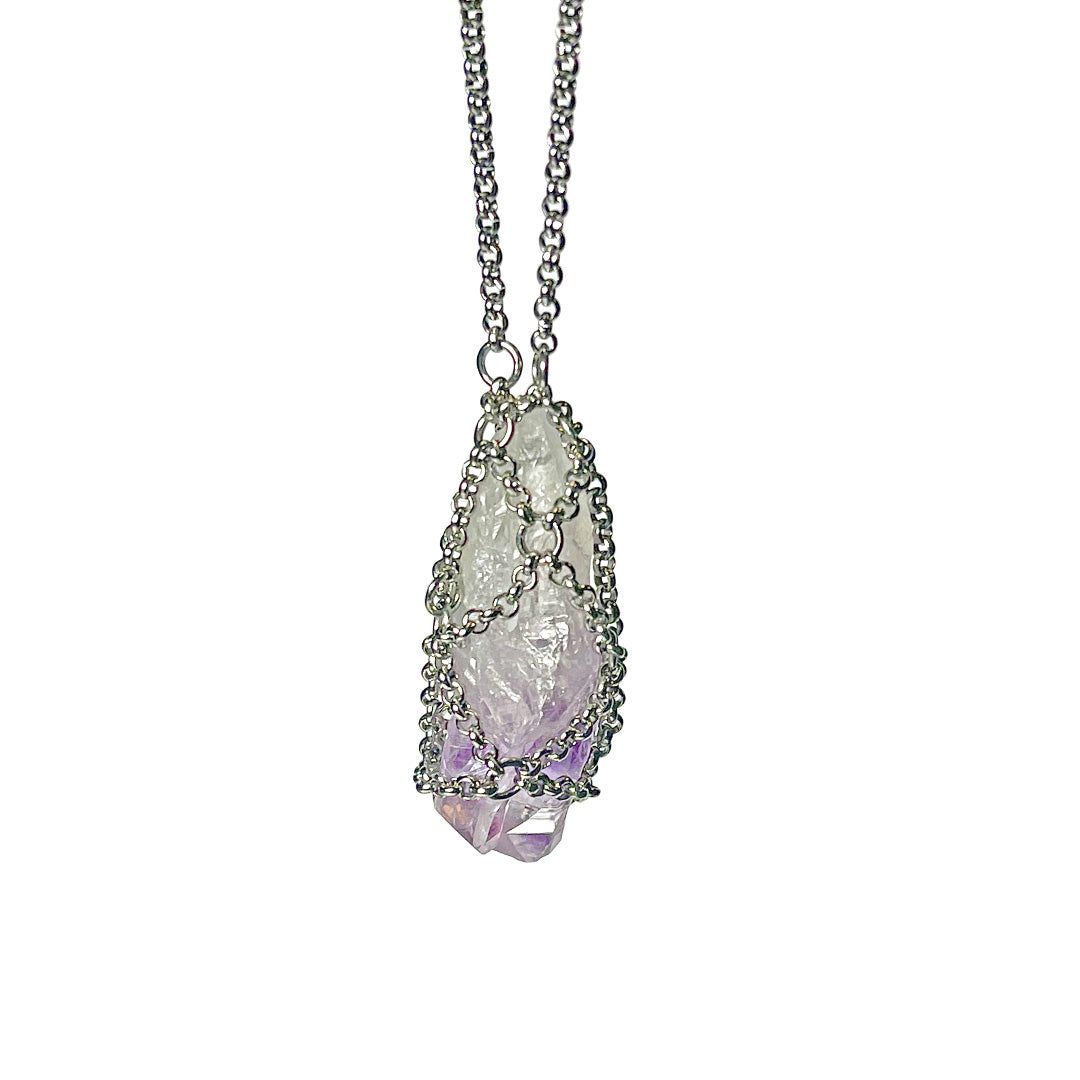 Caged Amethyst Gemstone Necklace sold by MHART