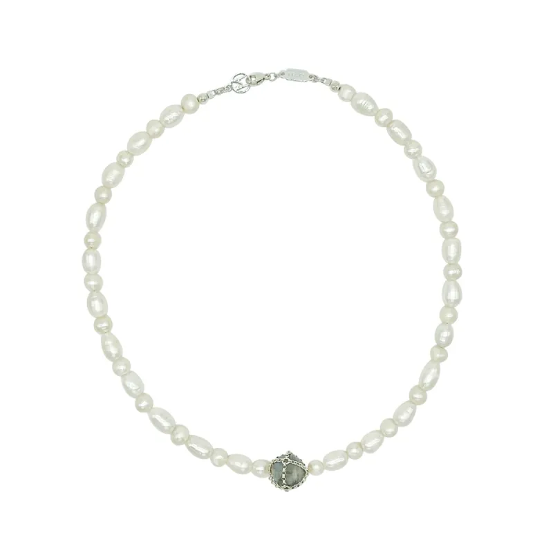 Labradorite + Pearl Choker sold by MHART