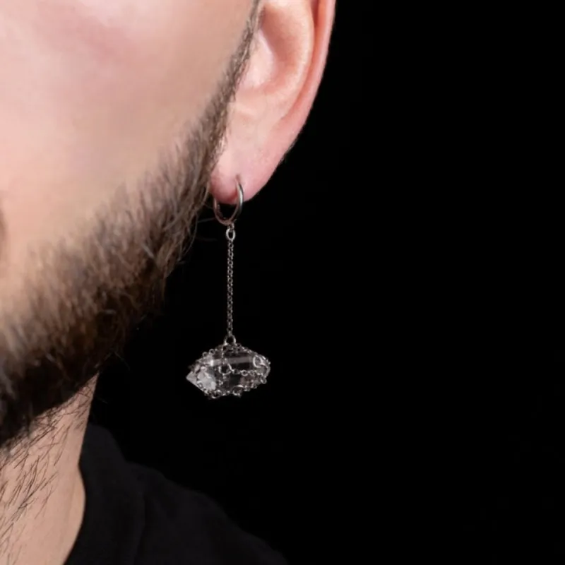 Single Drop Caged Quartz Earring sold by MHART