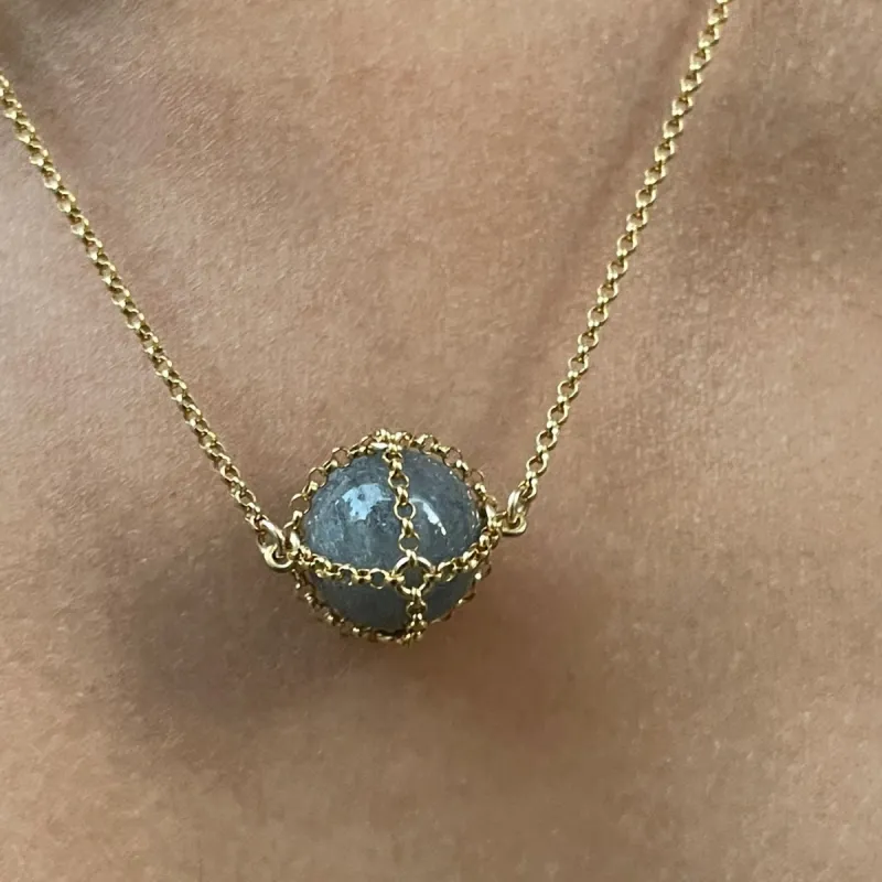 Caged Labradorite 14k Gold Necklace sold by MHART