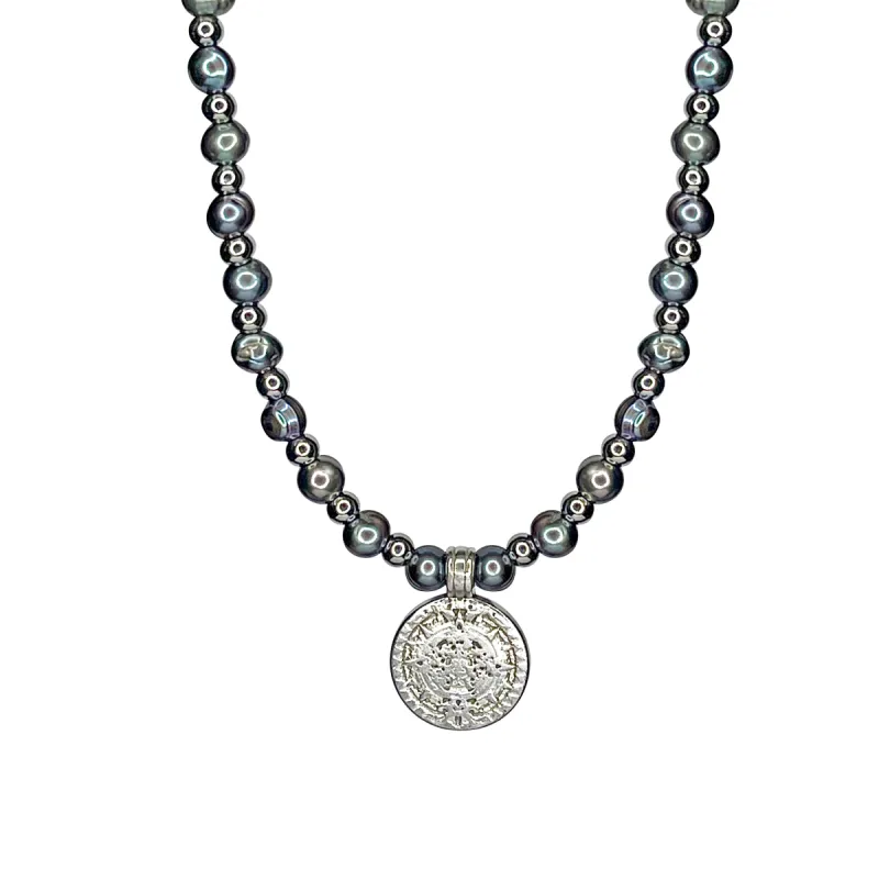 Black Freshwater Pearl Coin Necklace sold by MHART