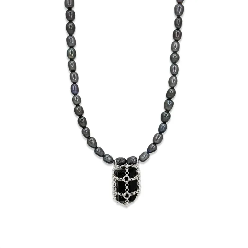 Caged Tourmaline Pearl Necklace sold by MHART