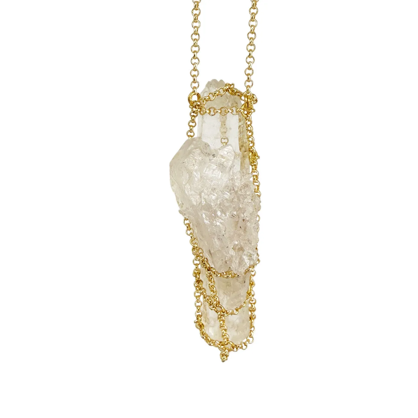Caged Quartz Spike 14k Gold Brass Necklace II sold by MHART product image thumbnail 2