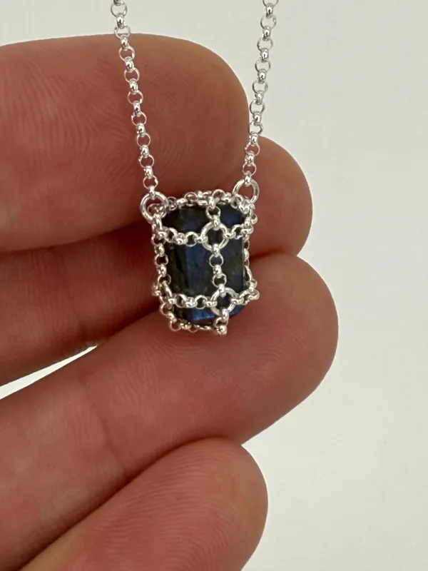 Caged Sterling Silver Labradorite Pendant sold by MHART