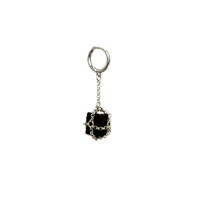 Caged Black Tourmaline Drop Single Earring sold by MHART