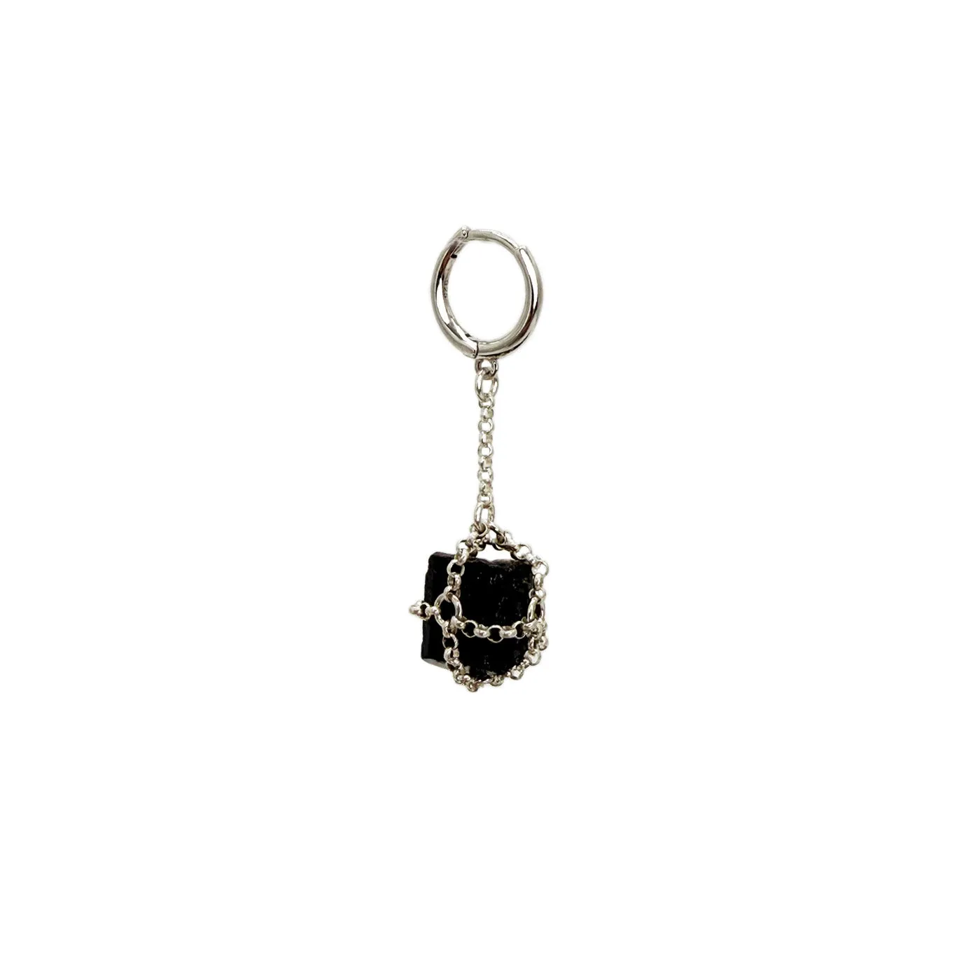 Caged Black Tourmaline Drop Single Earring sold by MHART