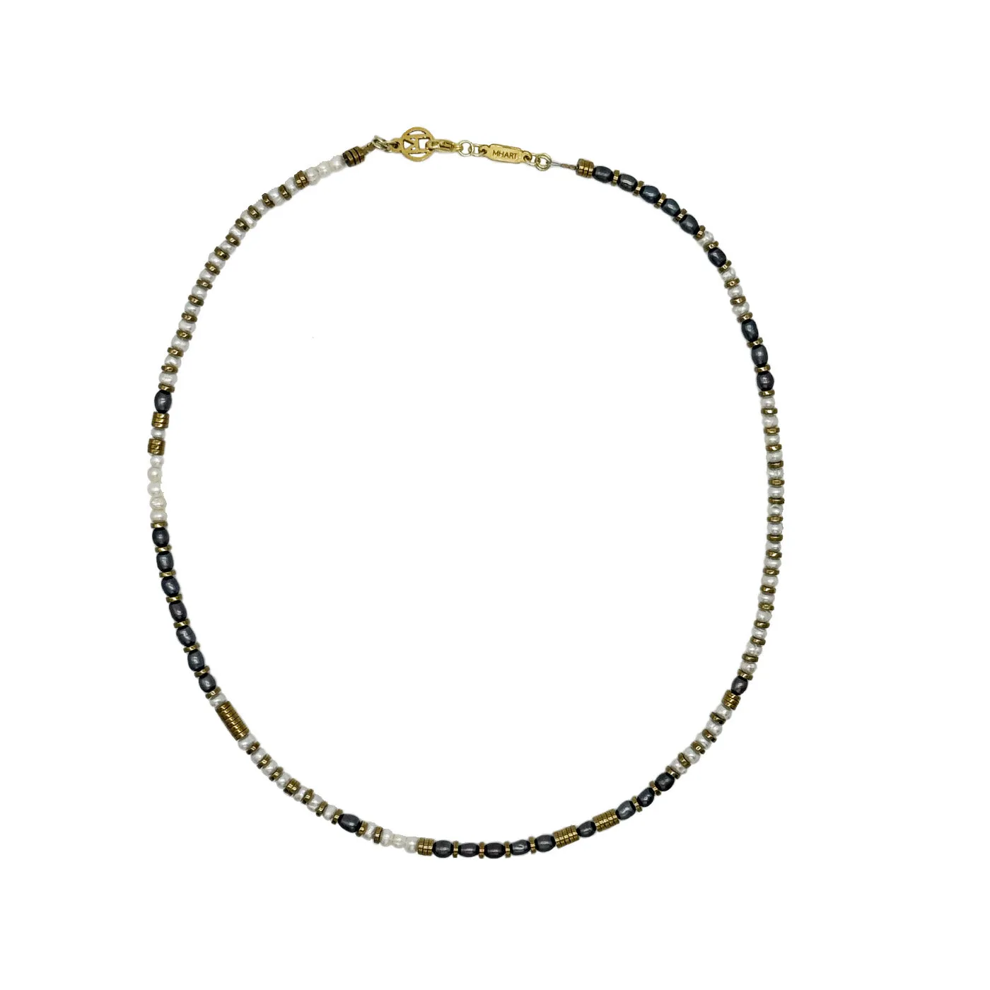 Lustre Link: Pearl & Gold Brass Statement Necklace sold by MHART product image thumbnail 2