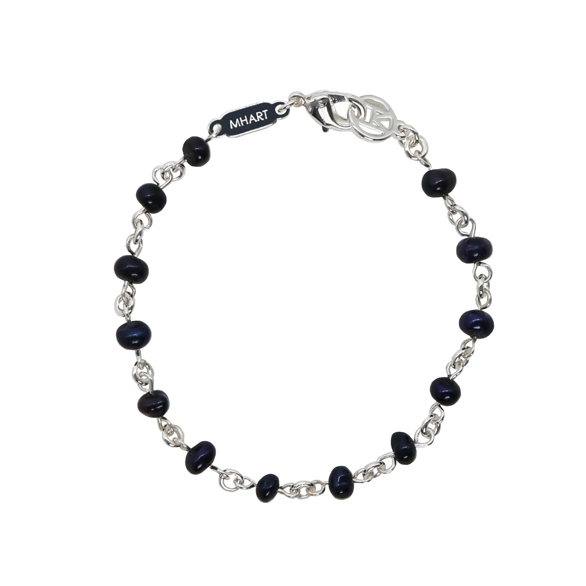 Linked Black Pearl Silver Bracelet sold by MHART