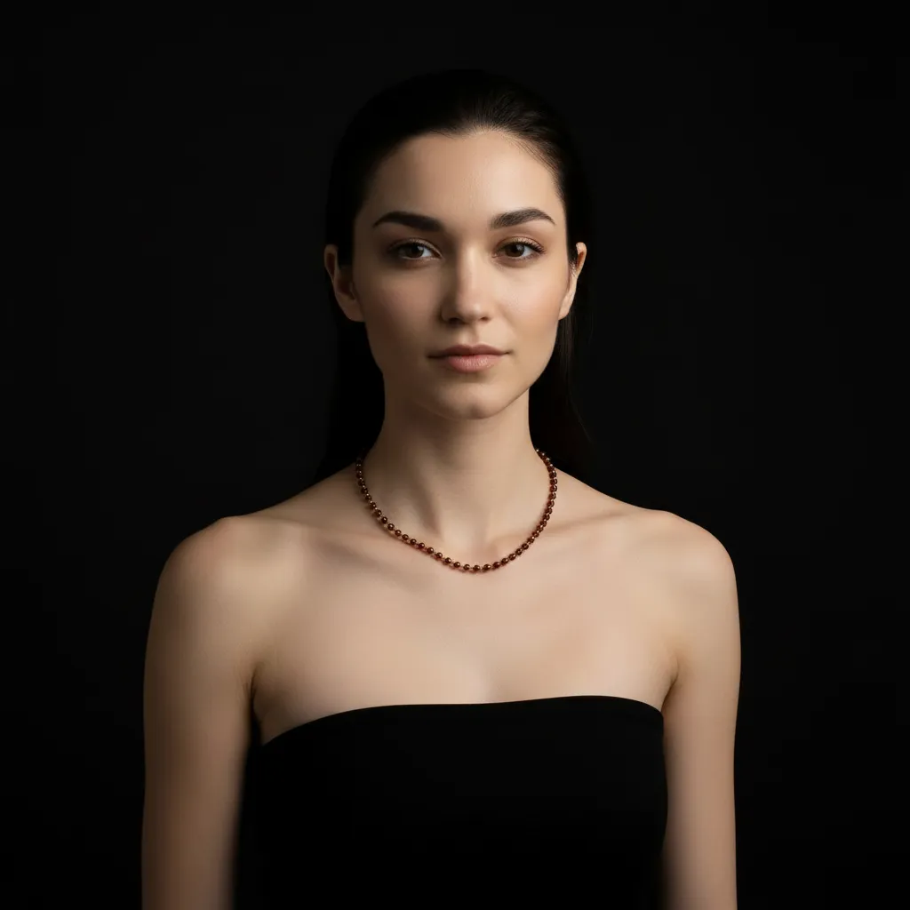 Garnet Beaded 18k Gold-Plated Necklace sold by MHART product image thumbnail 3