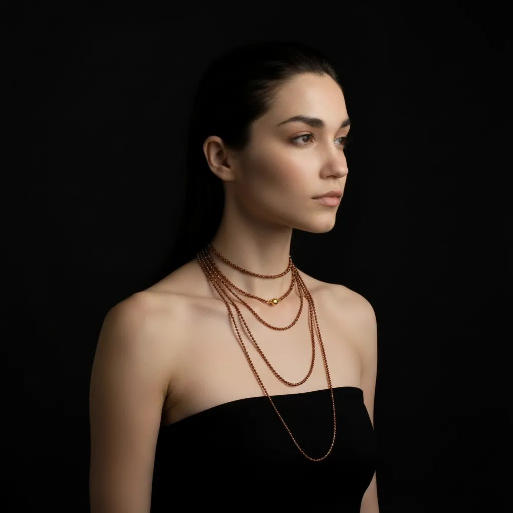 Garnet Beaded 18k Gold-Plated Necklace sold by MHART product image thumbnail 4