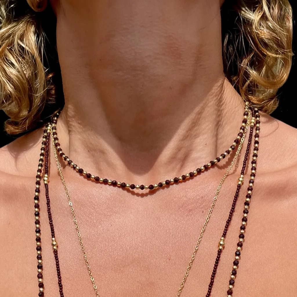 Garnet Beaded 18k Gold-Plated Necklace sold by MHART product image thumbnail 2