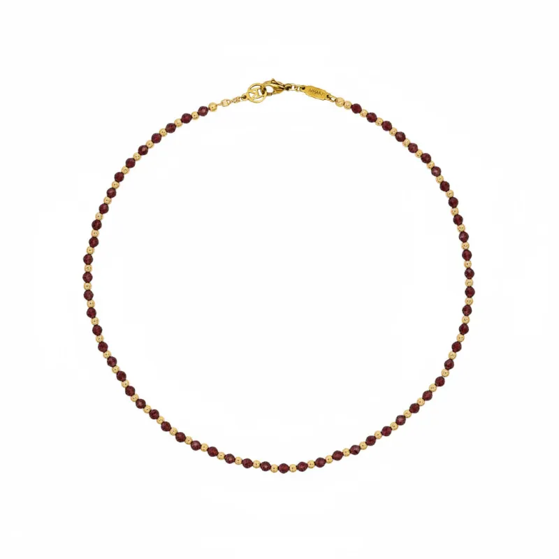 Garnet Beaded 18k Gold-Plated Necklace made by MHART