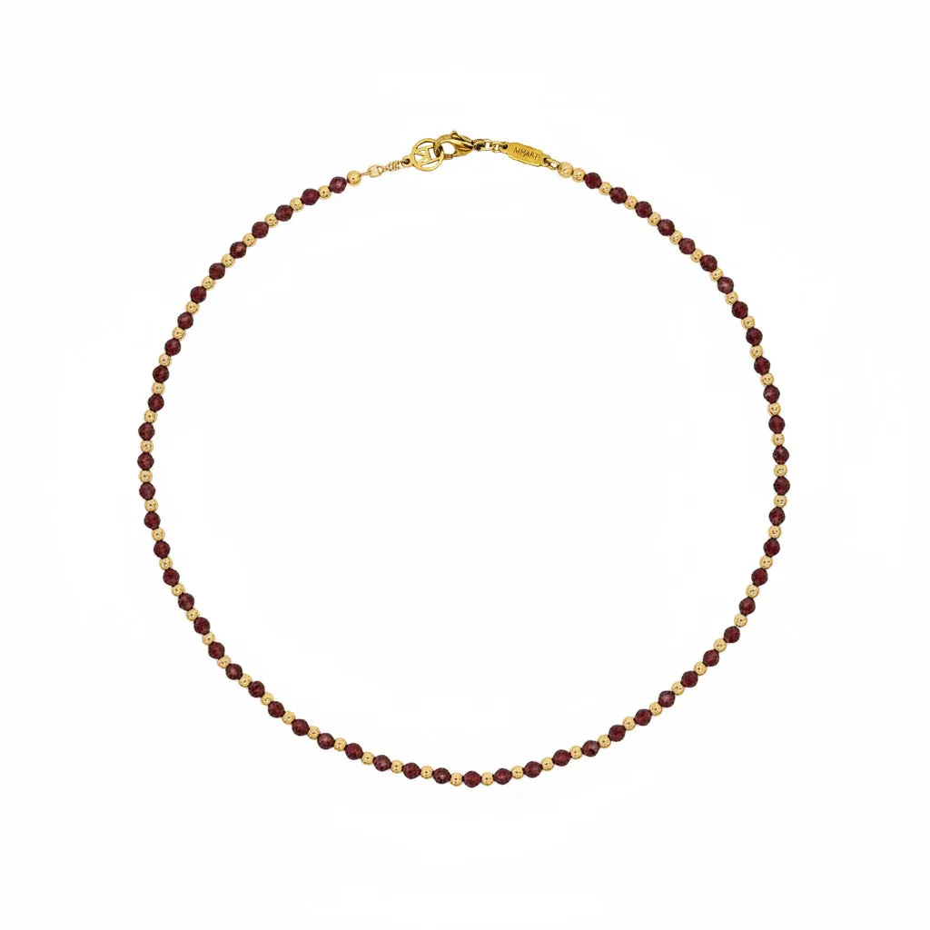Garnet Beaded 18k Gold-Plated Necklace sold by MHART